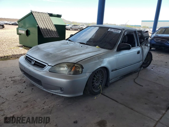 1999 Honda Civic DX with VIN 1HGEJ6125XL086017, listed as a Copart auction lot 58728564 with 262,100 mi miles and Salvage Title. Bid and sale history available at carsss.com. Image 1.