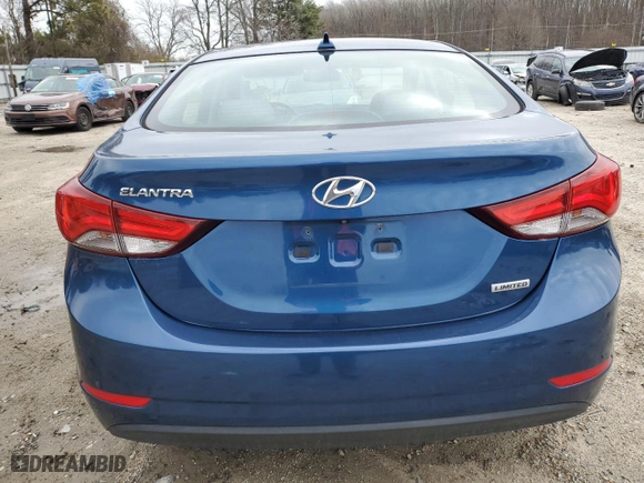 2015 Hyundai Elantra Limited with VIN KMHDH4AE4FU282295, listed as a Copart auction lot 46590195 with 95,388 mi miles and Salvage Title. Bid and sale history available at carsss.com. Image 6.