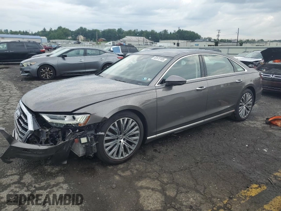 2019 Audi A8 with VIN WAU8DAF85KN001836, listed as a Copart auction lot 62670185 with 44,661 mi miles and Salvage title. Bid and sale history available at DreamBid. Image 1.
