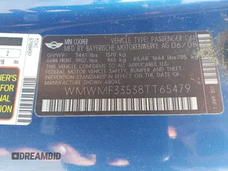 2008 MINI Hardtop with VIN WMWMF33538TT65479, listed as a IAAI auction lot 42489393 with 114,520 mi miles and . Bid and sale history available at DreamBid. Image 9.