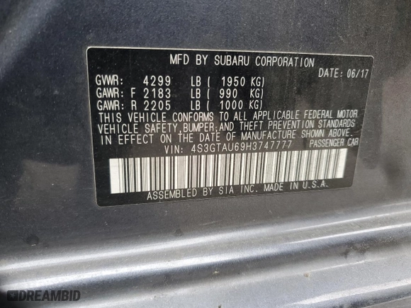 2017 Subaru Impreza Limited with VIN 4S3GTAU69H3747777, listed as a Copart auction lot 51334245 with 132,119 mi miles and Salvage Title. Bid and sale history available at carsss.com. Image 15.