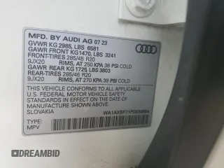 2023 Audi Q7 Premium z VIN WA1AXBF71PD030654, wystawiony jako Copart lot #59030315 z przebiegiem 30 926 mil mil oraz Szkoda całkowita • Salvage title. Historia ofert i sprzedaży dostępna na DreamBid. Obrazek 12.