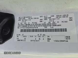 2017 Ford F-150 XL with VIN 1FTEX1E82HKD27618, listed as a IAAI auction lot 42796140 with 124,457 mi miles and . Bid and sale history available at DreamBid. Image 5.