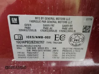 2014 Chevrolet Silverado 1500 Work Truck with VIN 1GCVKPEC2EZ392767, listed as a Copart auction lot 53114745 with 185,462 mi miles and Clean Title. Bid and sale history available at DreamBid. Image 12.