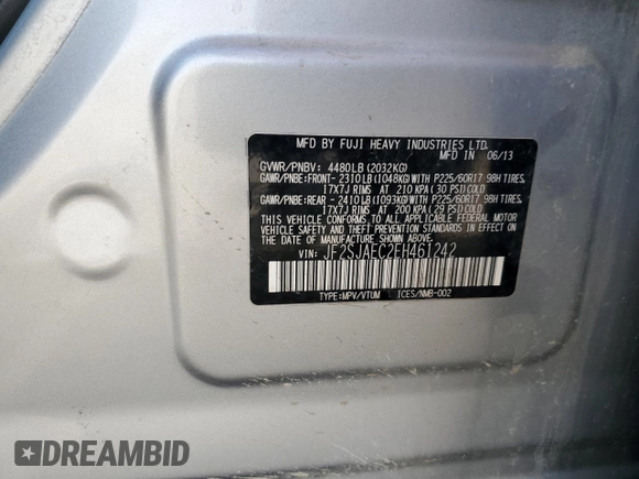 2014 Subaru Forester 2.5i Premium with VIN JF2SJAEC2EH461242, listed as a Copart auction lot 50240165 with 162,656 mi miles and Salvage Title. Bid and sale history available at carsss.com. Image 16.