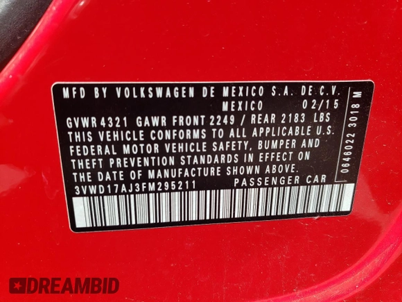 2015 Volkswagen Jetta SE z VIN 3VWD17AJ3FM295211, wystawiony jako Copart lot #48500305 z przebiegiem 136 155 mil mil oraz Szkoda całkowita • Salvage title. Historia ofert i sprzedaży dostępna na DreamBid. Obrazek 12.