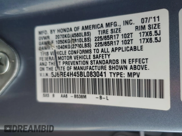 2011 Honda CR-V SE z VIN 5J6RE4H45BL083041, wystawiony jako Copart lot #50223365 z przebiegiem 120 608 mil mil oraz Szkoda całkowita • Salvage title. Historia ofert i sprzedaży dostępna na DreamBid. Obrazek 15.
