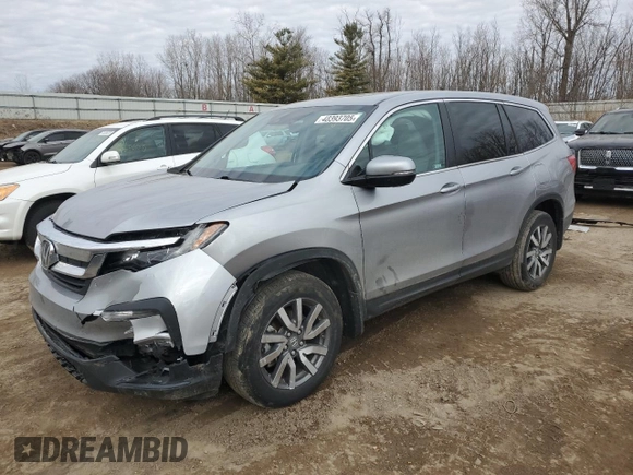2021 Honda Pilot EX-L with VIN 5FNYF6H5XMB102899, listed as a Copart auction lot 48393705 with 29,774 mi miles and Salvage Title. Bid and sale history available at DreamBid. Image 1.
