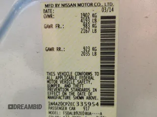2014 Nissan LEAF SL with VIN 1N4AZ0CP2EC335954, listed as a Copart auction lot 53363845 with 73,436 mi miles and Salvage Title. Bid and sale history available at DreamBid. Image 12.