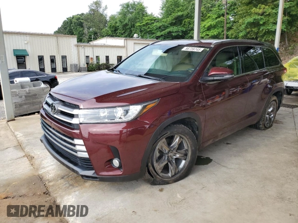 2018 Toyota Highlander Limited with VIN 5TDYZRFH6JS287062, listed as a Copart auction lot 56739745 with 92,382 mi miles and Salvage title. Bid and sale history available at DreamBid. Image 1.