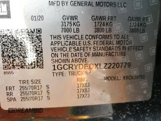 2020 Chevrolet Silverado 1500 LT with VIN 1GCRYDEDXLZ220779, listed as a Copart auction lot 46518275 with 133,306 mi miles and Salvage Title. Bid and sale history available at carsss.com. Image 12.
