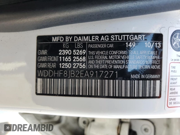 2014 Mercedes-Benz E E 350 Luxury with VIN WDDHF8JB2EA917271, listed as a Copart auction lot 53090105 with 198,839 mi miles and Salvage Title. Bid and sale history available at carsss.com. Image 12.