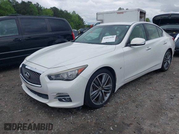 2014 Infiniti Q50 Premium with VIN JN1BV7AP3EM674807, listed as a IAAI auction lot 42003949 with 138,454 mi miles. Bid and sale history available at carsss.com. Image 17.