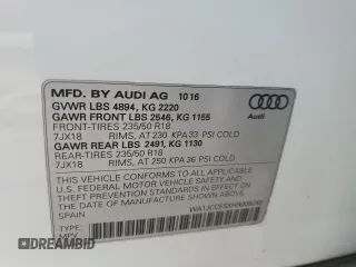 2017 Audi Q3 Premium Plus with VIN WA1JCCFSXHR008243, listed as a Copart auction lot 50393045 with 52,406 mi miles and Salvage title. Bid and sale history available at DreamBid. Image 14.
