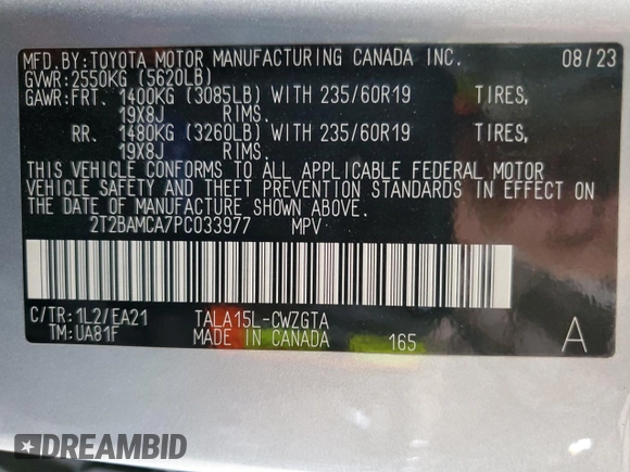 2023 Lexus RX 350 z VIN 2T2BAMCA7PC033977, wystawiony jako Copart lot #50039225 z przebiegiem 7 503 mil mil oraz Szkoda całkowita • Salvage title. Historia ofert i sprzedaży dostępna na DreamBid. Obrazek 13.