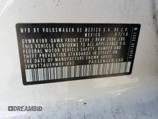 2017 Volkswagen Golf GTI S with VIN 3VW5T7AU5HM001853, listed as a Copart auction lot 48557454 with 84,868 mi miles and Salvage Title. Bid and sale history available at carsss.com. Image 14.