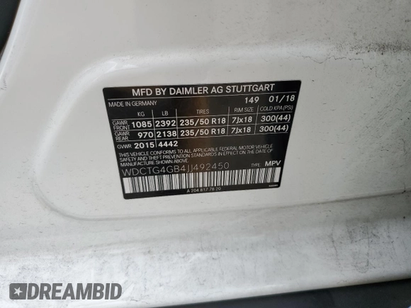 2018 Mercedes-Benz GLA 250 z VIN WDCTG4GB4JJ492450, wystawiony jako Copart lot #46369425 z przebiegiem 47 811 mil mil oraz Szkoda całkowita • Salvage title. Historia ofert i sprzedaży dostępna na DreamBid. Obrazek 12.