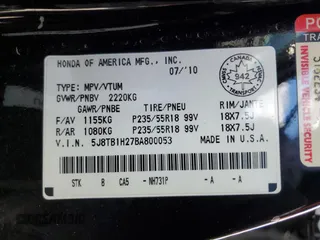 2011 Acura RDX with VIN 5J8TB1H27BA800053, listed as a Copart auction lot 48347305 with 115,465 mi miles and Salvage Title. Bid and sale history available at carsss.com. Image 13.