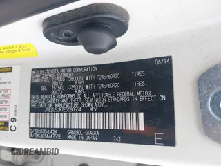 2014 Toyota 4Runner SR5 with VIN JTEZU5JR7E5080554, listed as a IAAI auction lot 42134833 with 170,077 mi miles and . Bid and sale history available at DreamBid. Image 9.