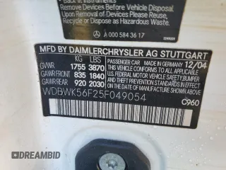 2005 Mercedes-Benz SLK-Class with VIN WDBWK56F25F049054, listed as a Copart auction lot 74803384 with Not Provided miles and Salvage Title. Bid and sale history available at carsss.com. Image 13.