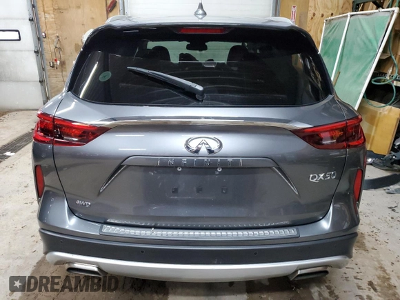 2021 Infiniti QX50 SENSORY with VIN 3PCAJ5CB4MF106082, listed as a Copart auction lot 60629413 with 11,345 mi miles and Salvage Title. Bid and sale history available at carsss.com. Image 6.