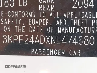 2022 Kia Forte LXS with VIN 3KPF24ADXNE474680, listed as a IAAI auction lot 41406334 with 61,930 mi miles and . Bid and sale history available at DreamBid. Image 9.