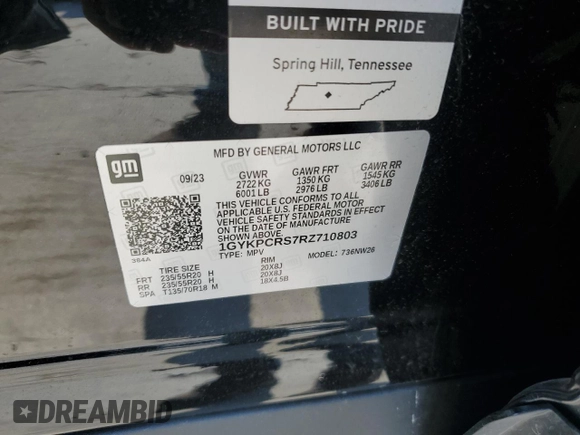 2024 Cadillac XT6 FWD Premium Luxury with VIN 1GYKPCRS7RZ710803, listed as a Copart auction lot 75160764 with 10,409 mi miles and Salvage Title. Bid and sale history available at carsss.com. Image 13.