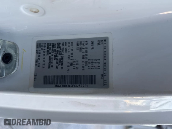 2015 Nissan NV200 SV with VIN 3N6CM0KN5FK697724, listed as a Copart auction lot 59639505 with 64,720 mi miles and Clean title. Bid and sale history available at DreamBid. Image 10.