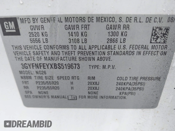 2011 Cadillac SRX Premium Collection with VIN 3GYFNFEYXBS519673, listed as a IAAI auction lot 41911253 with 180,986 mi miles. Bid and sale history available at carsss.com. Image 9.