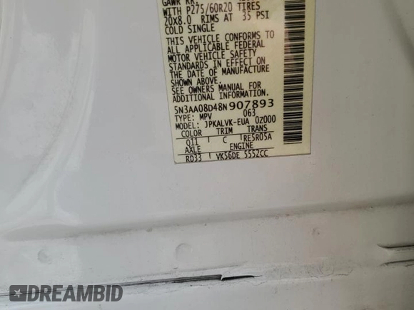 2008 Infiniti QX56 с VIN 5N3AA08D48N907893, выставлен на аукционе Copart как лот 56292215 с пробегом 137 319 миль миль и Списание • Salvage title. История ставок и продаж доступна на DreamBid. Изображение 13.