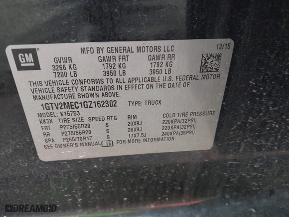 2016 GMC Sierra 1500 SLE with VIN 1GTV2MEC1GZ162302, listed as a IAAI auction lot 42049040 with 183,443 mi miles. Bid and sale history available at carsss.com. Image 9.