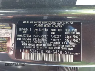 2017 Hyundai Santa Fe 2.4L with VIN 5XYZTDLB6HG458652, listed as a IAAI auction lot 42081160 with 90,816 mi miles and . Bid and sale history available at DreamBid. Image 9.