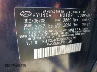 2009 Hyundai Elantra GLS z VIN KMHDU46D29U650778, wystawiony jako Copart lot #77419224 z przebiegiem 187 277 mil mil oraz Czysty tytuł • Clean title. Historia ofert i sprzedaży dostępna na DreamBid. Obrazek 12.