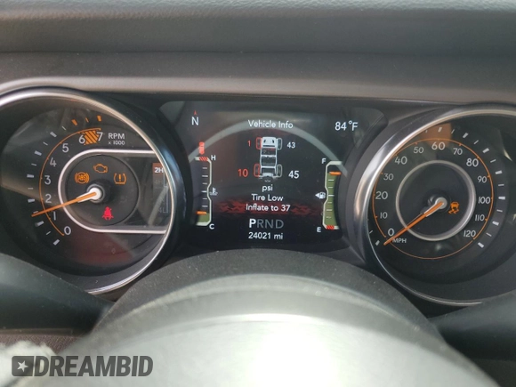 2023 Jeep Wrangler Willys with VIN 1C4HJXDGXPW526093, listed as a Copart auction lot 56818935 with 24,021 mi miles and Salvage title. Bid and sale history available at DreamBid. Image 9.