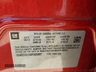 2013 Buick LaCrosse Leather with VIN 1G4GC5E33DF305867, listed as a Copart auction lot 51535185 with 67,810 mi miles and Clean title. Bid and sale history available at DreamBid. Image 12.
