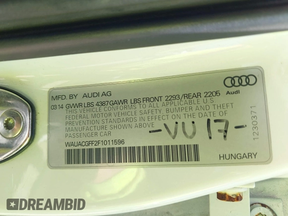 2015 Audi A3 Premium z VIN WAUACGFF2F1011596, wystawiony jako IAAI lot #42147488 z przebiegiem 87 910 mil mil oraz . Historia ofert i sprzedaży dostępna na DreamBid. Obrazek 9.