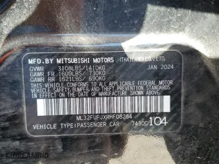 2024 Mitsubishi Mirage G4 ES with VIN ML32FUFJXRHF08284, listed as a Copart auction lot 49836975 with 13,310 mi miles and Clean Title. Bid and sale history available at carsss.com. Image 13.