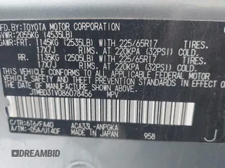 2008 Toyota RAV4 Ltd with VIN JTMBD31V086078456, listed as a IAAI auction lot 42064849 with 215,148 mi miles. Bid and sale history available at carsss.com. Image 9.