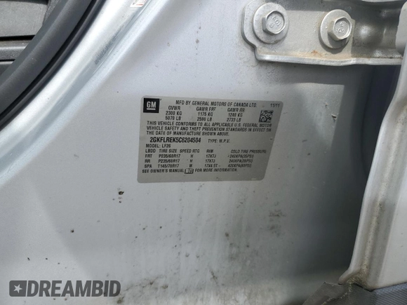 2012 GMC Terrain SLE-1 with VIN 2GKFLREK5C6204504, listed as a Copart auction lot 48685745 with 141,708 mi miles and Salvage Title. Bid and sale history available at carsss.com. Image 13.