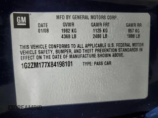 2008 Pontiac G6 GXP with VIN 1G2ZM177X84198101, listed as a Copart auction lot 74971834 with 46,765 mi miles and Salvage Title. Bid and sale history available at carsss.com. Image 13.