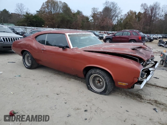 1970 Oldsmobile Cutlass with VIN 336870M340802, listed as a Copart auction lot 80190234 with 13,668 mi miles and Salvage Title. Bid and sale history available at DreamBid. Image 4.