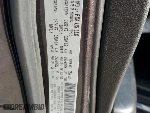 2020 Dodge Durango SXT z VIN 1C4RDHAG3LC166263, wystawiony jako Copart lot #47161325 z przebiegiem 67 595 mil mil oraz Nie do naprawy • Non repairable. Historia ofert i sprzedaży dostępna na DreamBid. Obrazek 15.