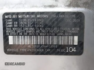 2022 Mitsubishi Mirage ES with VIN ML32FUFJ0NHF03993, listed as a IAAI auction lot 41972241 with 145,386 mi miles and . Bid and sale history available at DreamBid. Image 9.