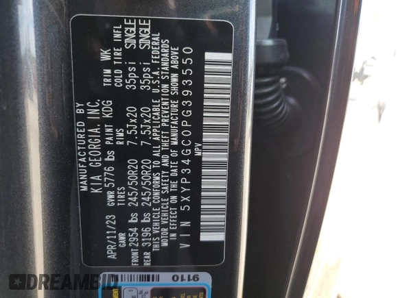 2023 Kia Telluride EX z VIN 5XYP34GC0PG393550, wystawiony jako Copart lot #59342944 z przebiegiem 19 118 mil mil oraz Szkoda całkowita • Salvage title. Historia ofert i sprzedaży dostępna na DreamBid. Obrazek 15.