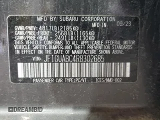 2024 Subaru Impreza z VIN JF1GUABC4R8302685, wystawiony jako Copart lot #45896735 z przebiegiem 14 699 mil mil oraz Szkoda całkowita • Salvage title. Historia ofert i sprzedaży dostępna na DreamBid. Obrazek 13.