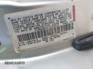 2000 Toyota Camry CE z VIN JT2BG22K6Y0433633, wystawiony jako IAAI lot #42409568 z przebiegiem 119 672 mil mil oraz . Historia ofert i sprzedaży dostępna na DreamBid. Obrazek 9.