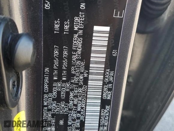 2016 Toyota 4Runner SR5 with VIN JTEZU5JR0G5131332, listed as a Copart auction lot 52761675 with 82,731 mi miles and Salvage title. Bid and sale history available at DreamBid. Image 14.