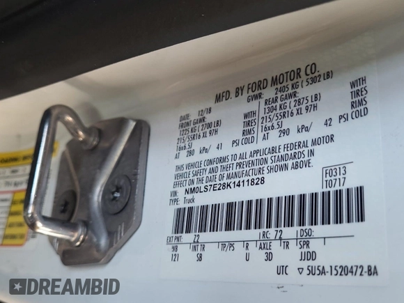 2019 Ford Transit Connect XL с VIN NM0LS7E28K1411828, выставлен на аукционе IAAI как лот 42516582 с пробегом 84 198 миль миль и . История ставок и продаж доступна на DreamBid. Изображение 62.