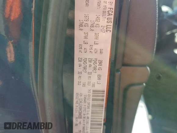 2017 Jeep Grand Cherokee Laredo with VIN 1C4RJEAG0HC804595, listed as a Copart auction lot 53173495 with 61,172 mi miles and Salvage title. Bid and sale history available at DreamBid. Image 13.