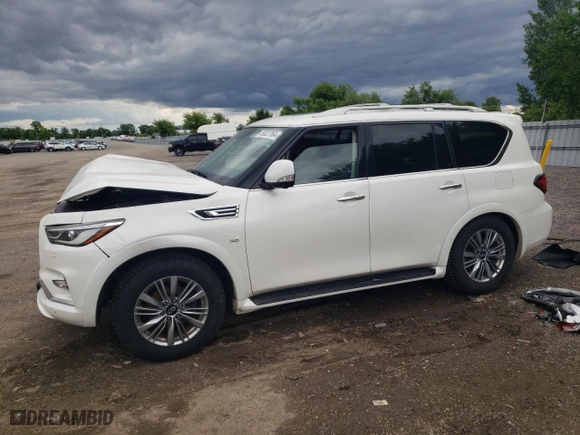 2018 Infiniti QX80 with VIN JN8AZ2NE7J9194411, listed as a Copart auction lot 58327864 with 0 mi miles and Salvage Title. Bid and sale history available at carsss.com. Image 1.